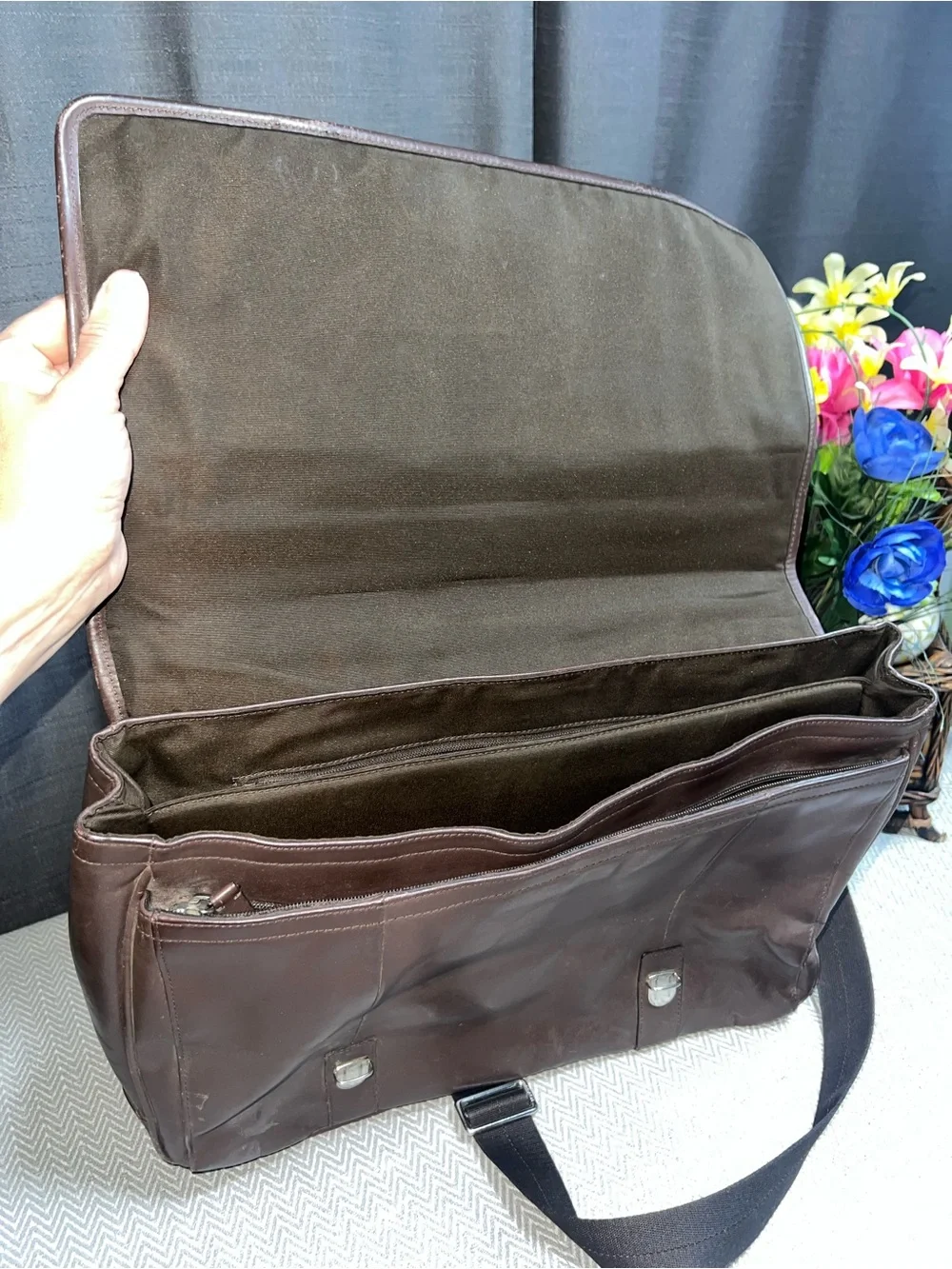Coach Lexington Brown Leather Briefcase Messenger with Silver Hardware